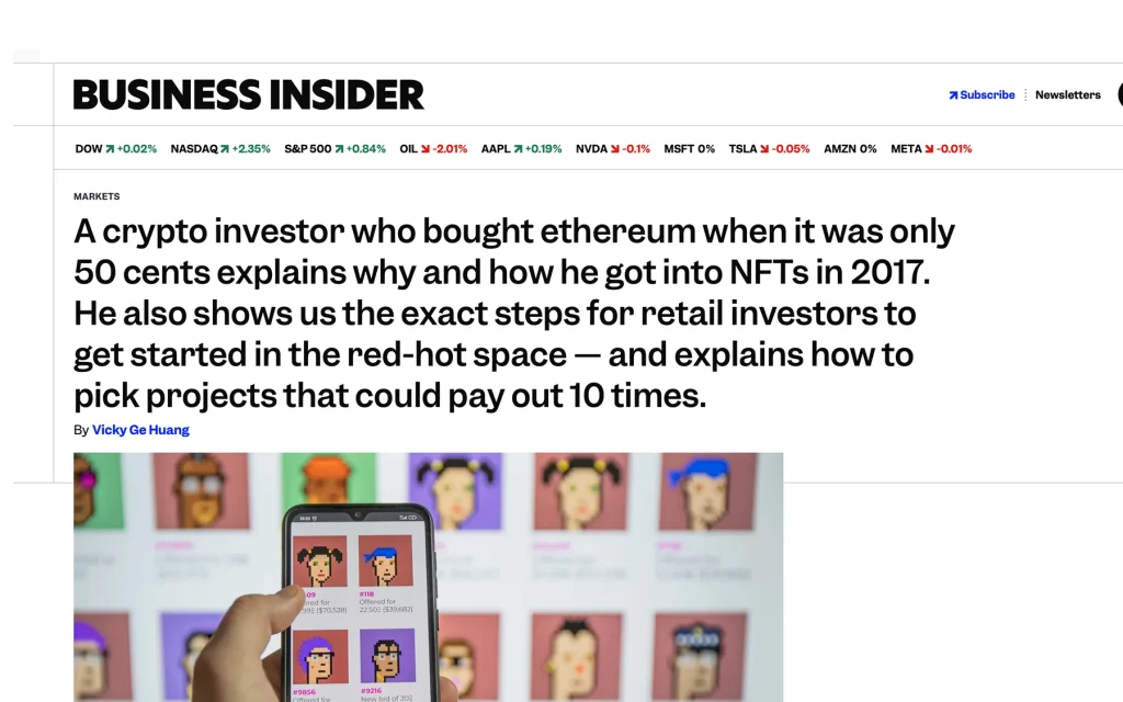 Business Insider article explaining Aavegotchi and early NFT collectibles