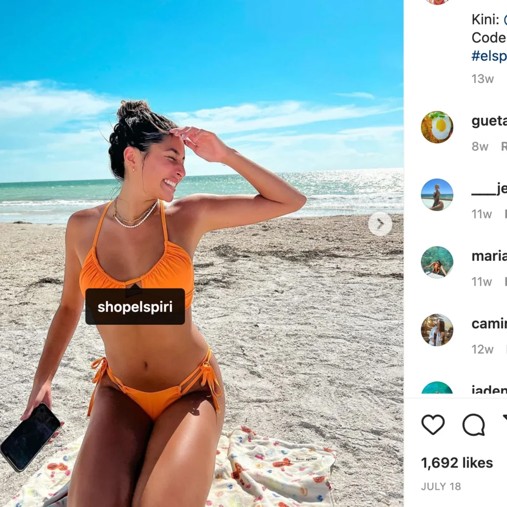 Elspiri Swim Instagram proof image showing creator-led swimwear content from the campaign.