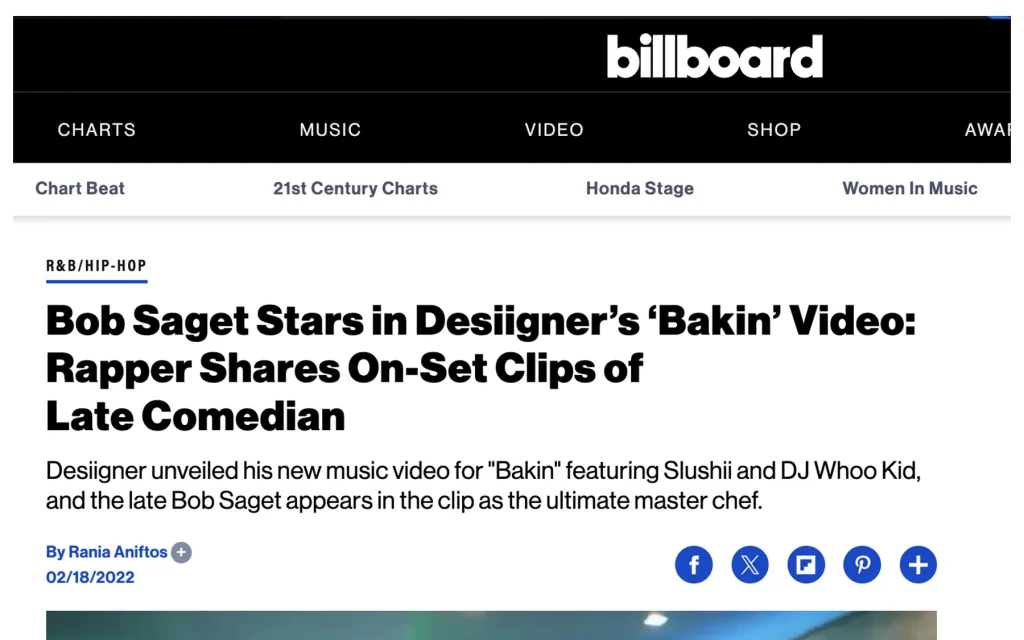 Good Morning Records Billboard media proof image showing coverage of Desiigner’s Bakin music video release.