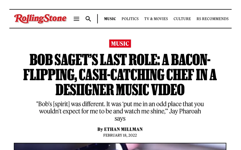 Good Morning Records Rolling Stone media proof image showing coverage of Desiigner’s Bakin music video release.