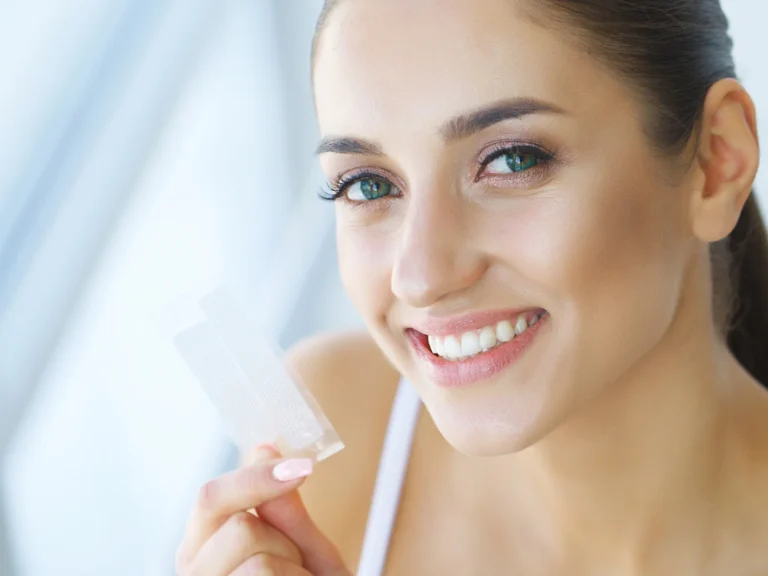 Joy Whitening oral care campaign image featuring a woman using a whitening product