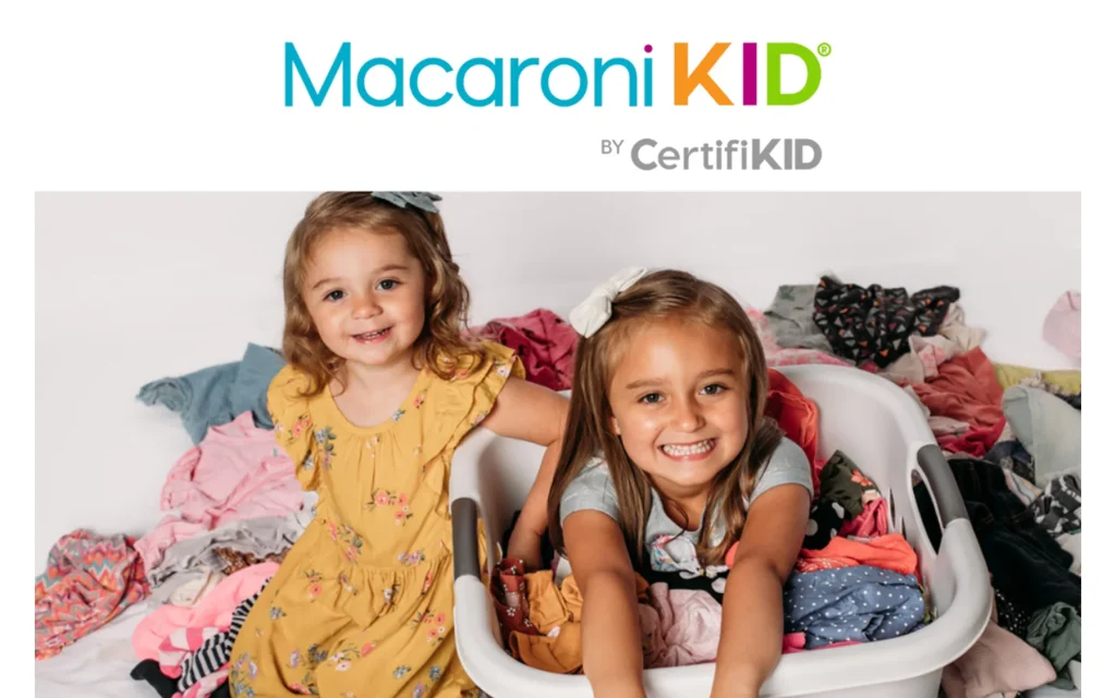 Legacy Bundles Macaroni KID media proof image showing coverage of a children’s clothing swap service.