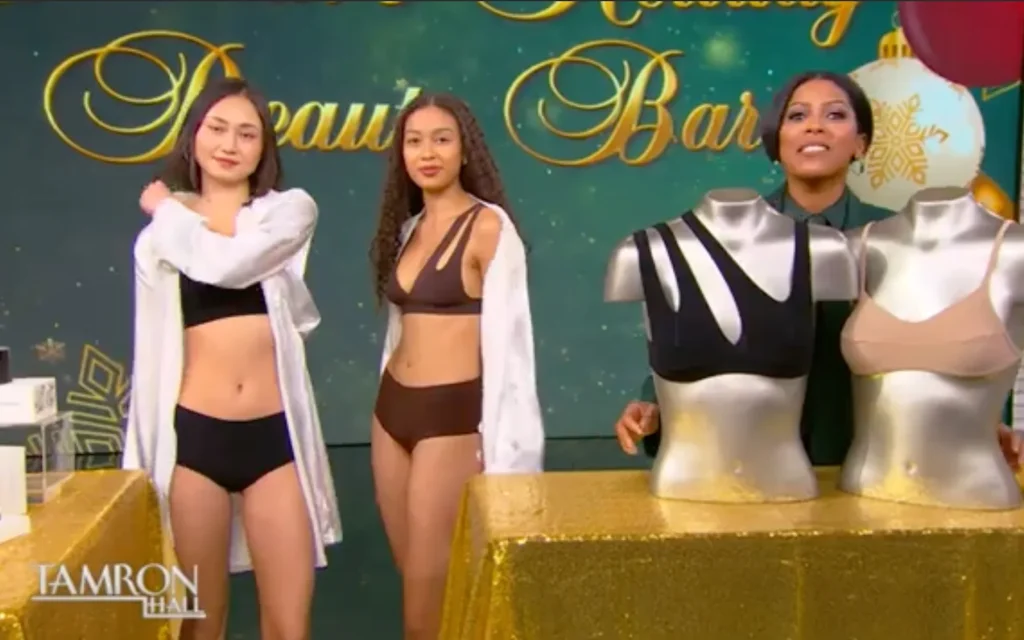 Nuudii Tamron Hall proof image showing apparel featured during a televised product segment.