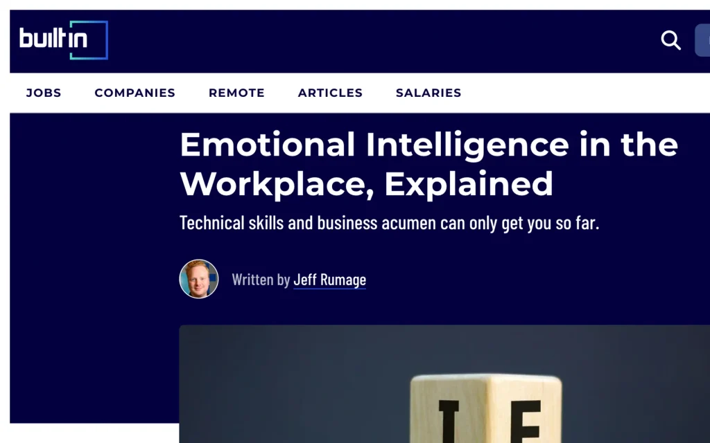 Six Seconds Built In media proof image showing editorial coverage of emotional intelligence in the workplace.